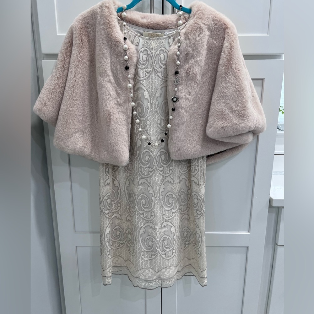 ERIN by Erin Fetherstan Embroidered Lace Silk Lined Ivory Boho Dress Size 2